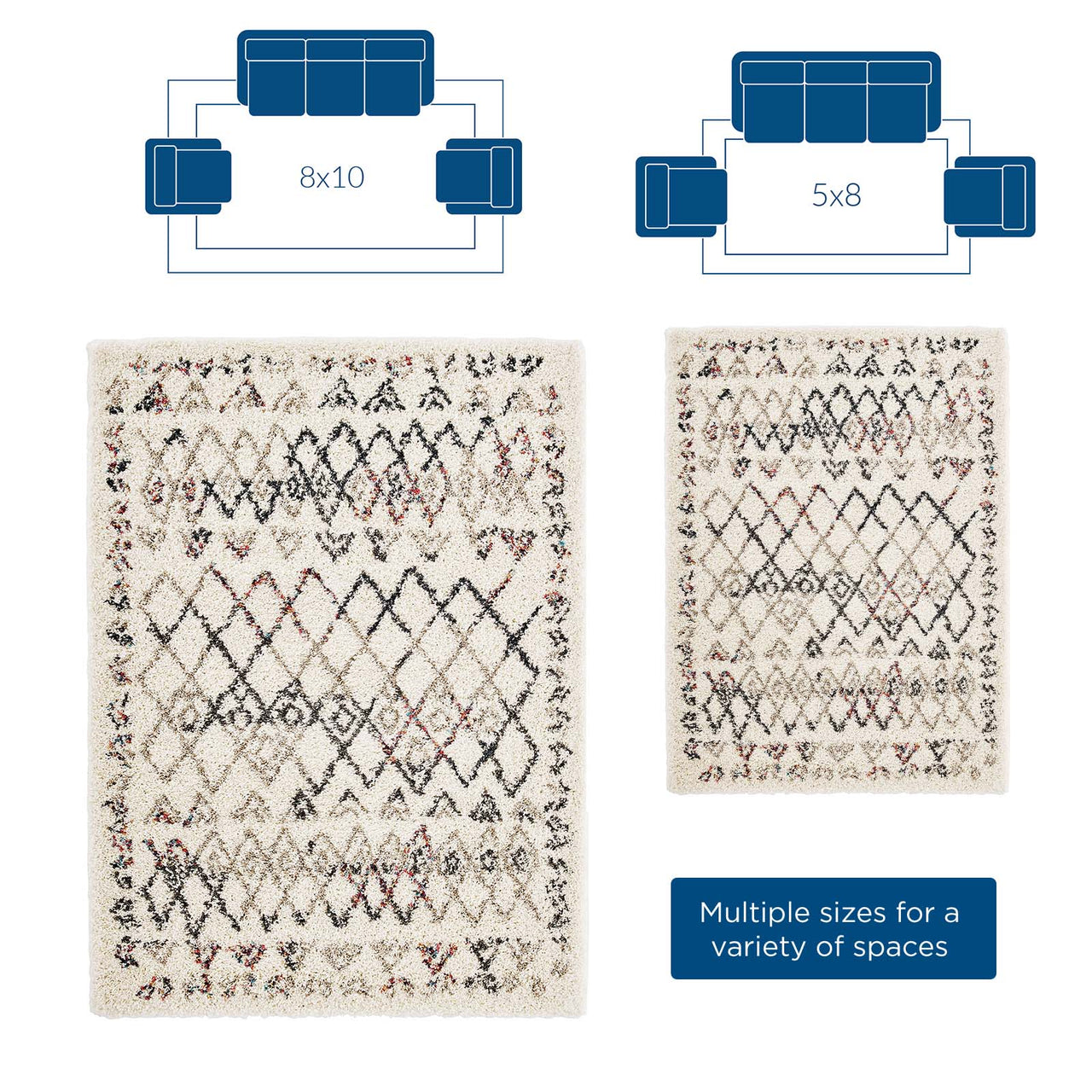 Ancient Arrowheads 5x8 Area Rug, Multicolor