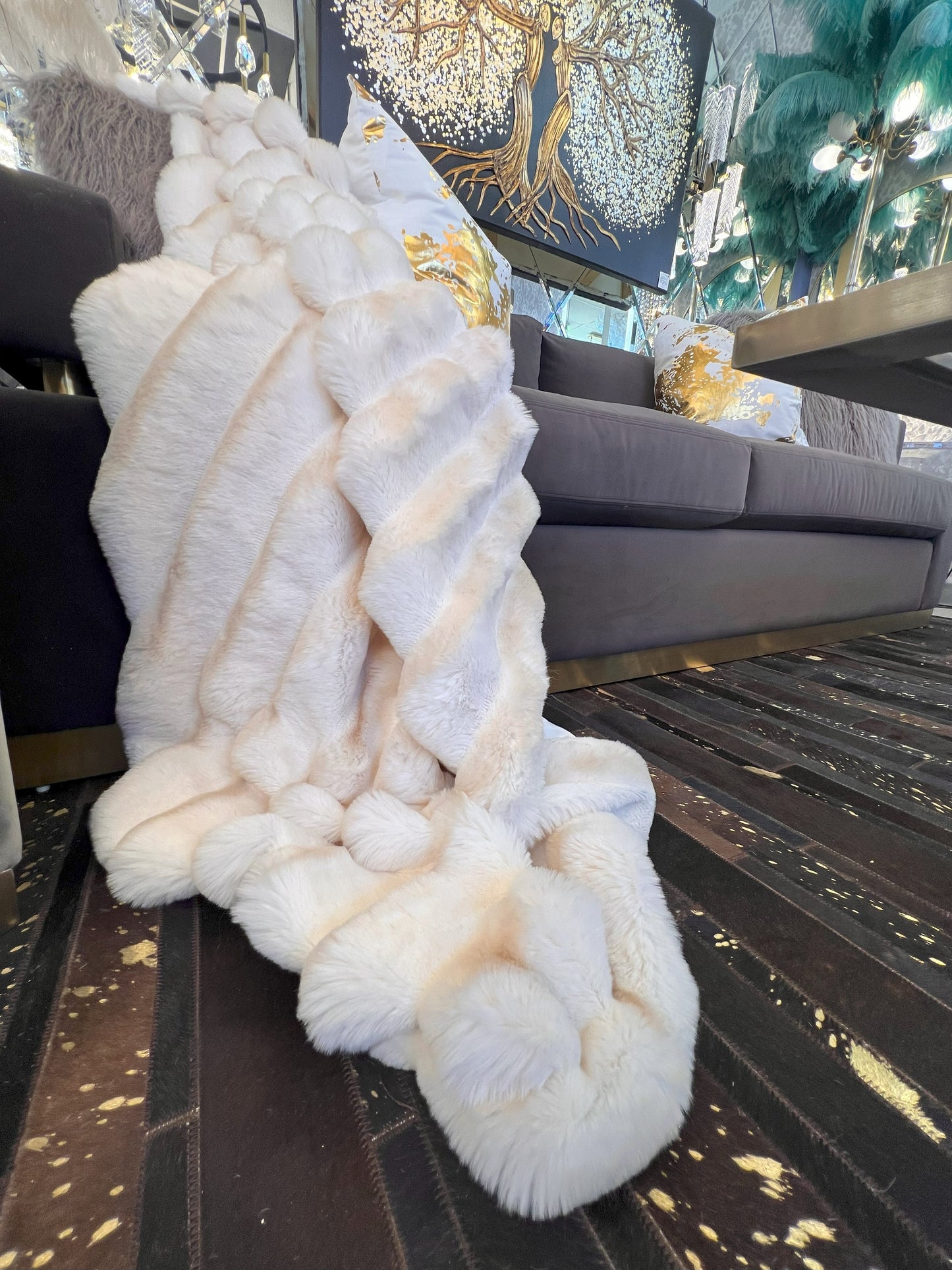 Rexa Faux Chinchilla Fur Throw Blanket, Assorted Colors