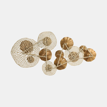 Pierced Lilypad Blossoms Metal Wall Art, Gold & Moss