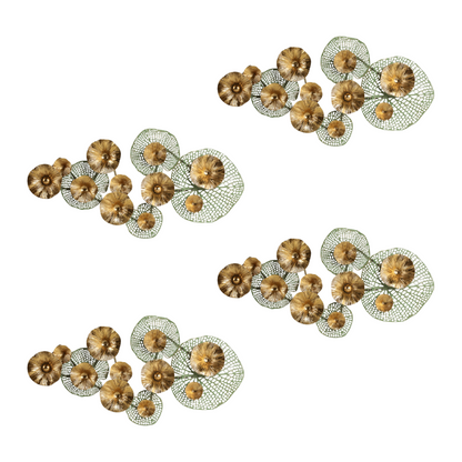 Pierced Lilypad Blossoms Metal Wall Art, Gold & Moss