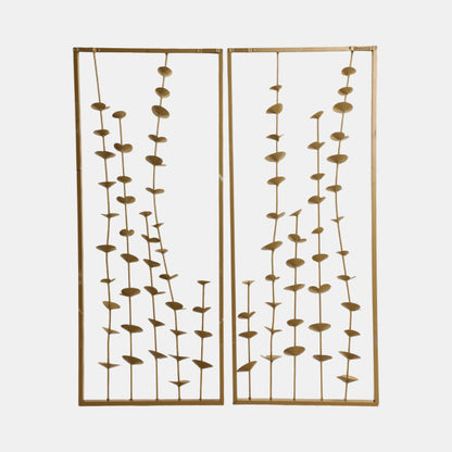 Golden Flora Metal Wall Art Set of 2, Gold