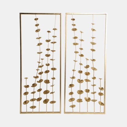 Golden Flora Metal Wall Art Set of 2, Gold