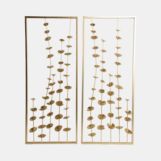 Golden Flora Metal Wall Art Set of 2, Gold