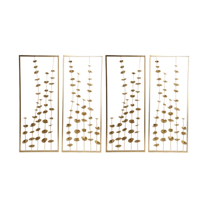 Golden Flora Metal Wall Art Set of 2, Gold