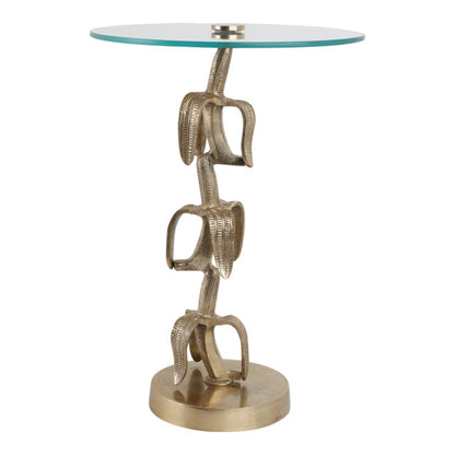 Bananas Side Table, Aluminum w/ Glass, Gold