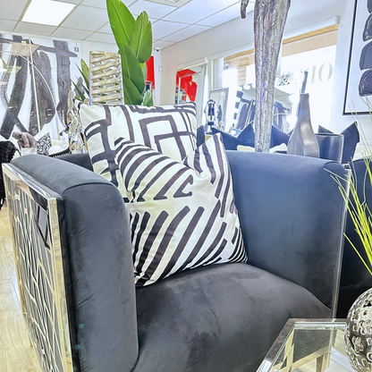 VIVA DigiPrint Velvet Throw Pillow, White & Black