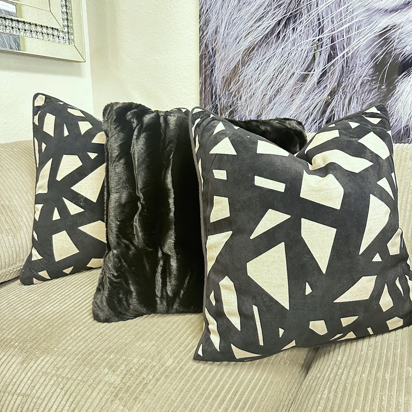 VIVA Aari Embroidered Chambray Throw Pillow, Assorted Multicolor