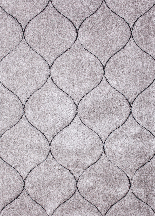 Sorrento 3D Hollowed Scales Shag Area Rug, Silver