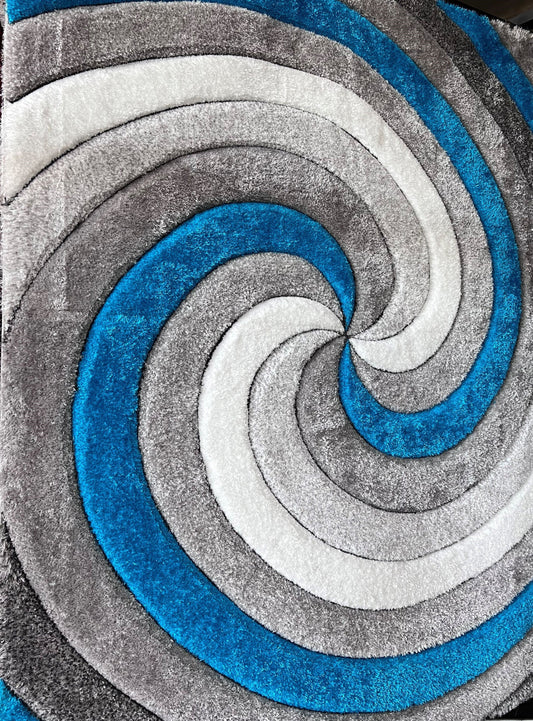 Sorrento 3D Spiral Shag Area Rug, Turquoise