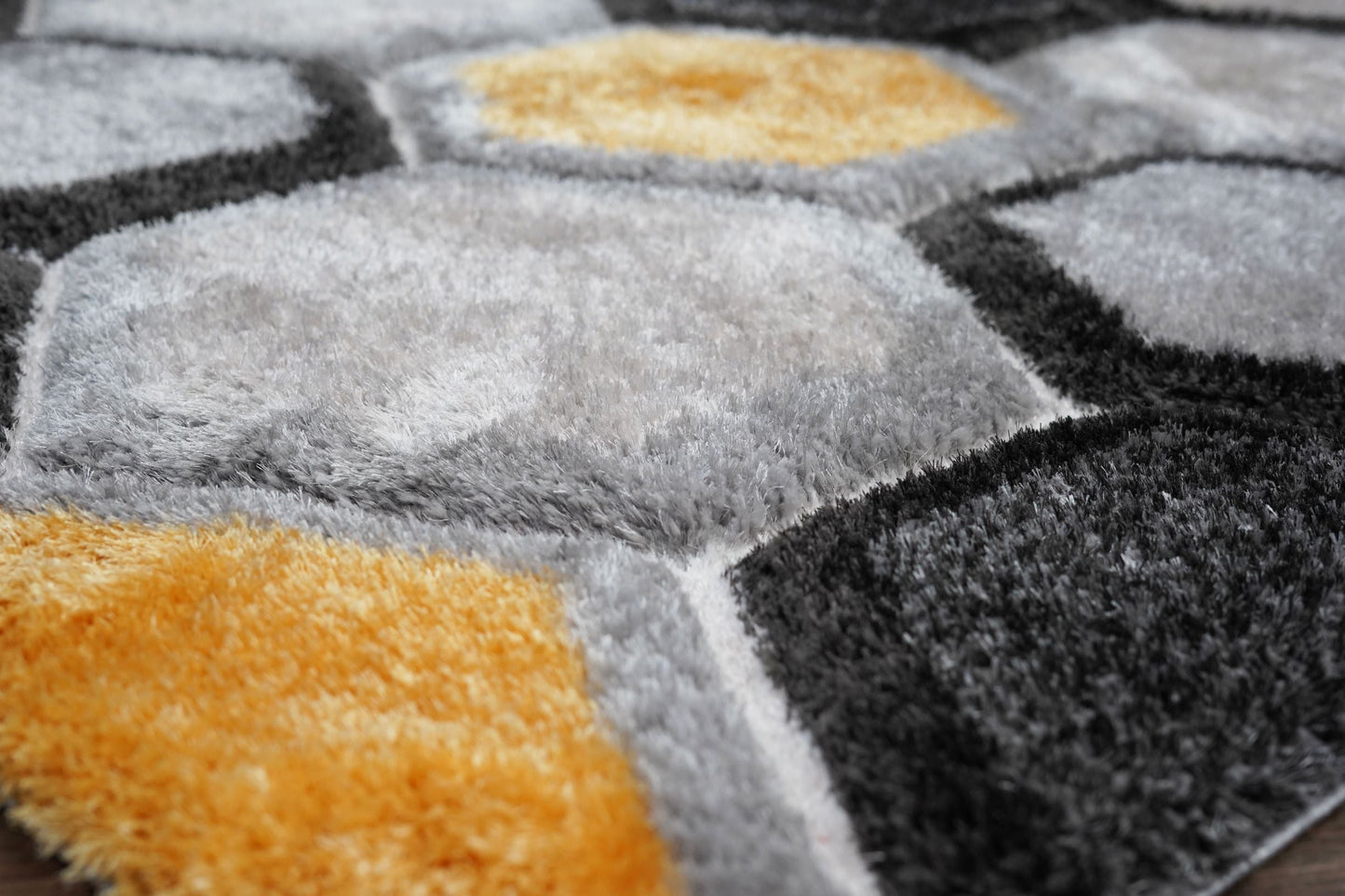 Sorrento 3D Honeycomb Nectar Shag Area Rug, Yellow