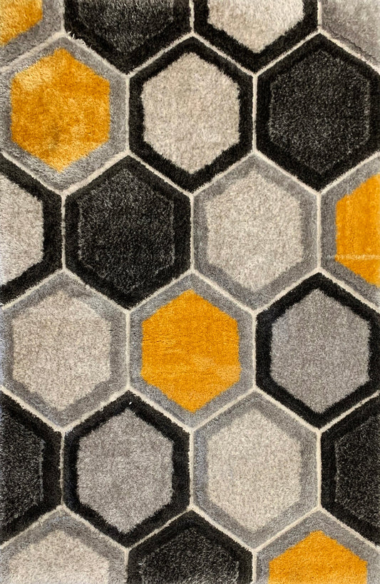 Sorrento 3D Honeycomb Nectar Shag Area Rug, Yellow