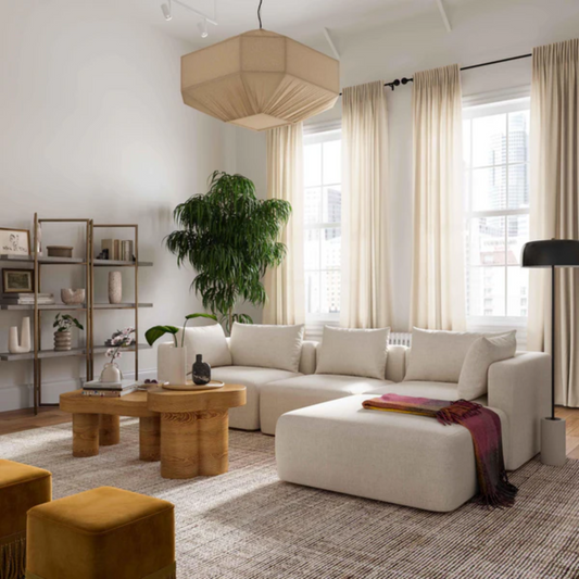 Seluna 4-Piece Linen L-Shaped Modular Sectional, Cream