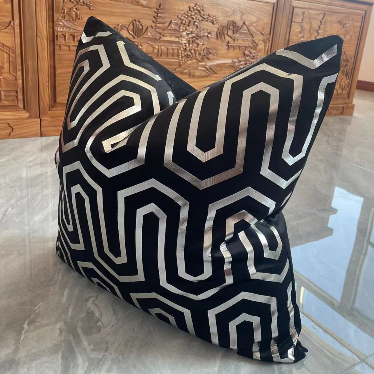VIVA Metallic Velvet Throw Pillow w/ Down Feathers, Assorted Multicolor