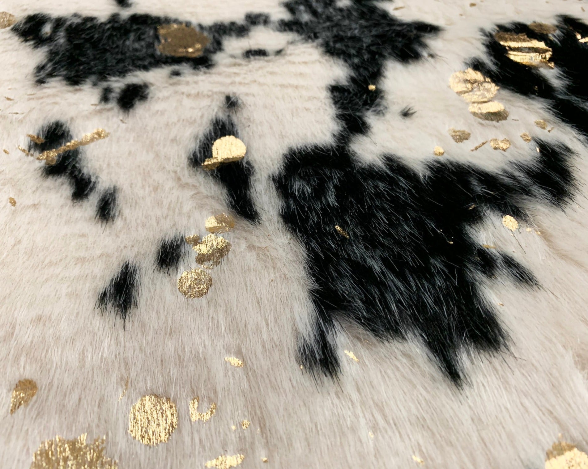 Modern Black Faux Fur Art Hide Metallic by Rug Factory Plus - Rug Factory Plus