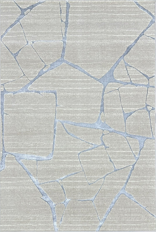 Biv Frosted Fissures Indoor | Outdoor Area Rug, Beige & Silver