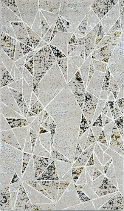 Biv Shattered Indoor | Outdoor Area Rug, Beige & Silver
