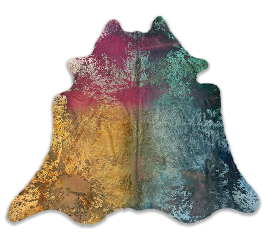 Authentic Leather Hides, Cowhide Area Rug, Multicolor
