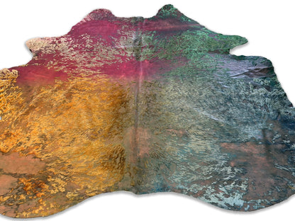 Authentic Leather Hides, Cowhide Area Rug, Multicolor