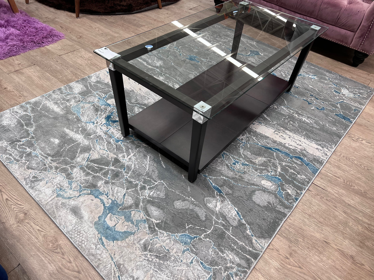 Maximus Dwindling Rivers Indoor | Outdoor Area Rug, Blue & Platinum