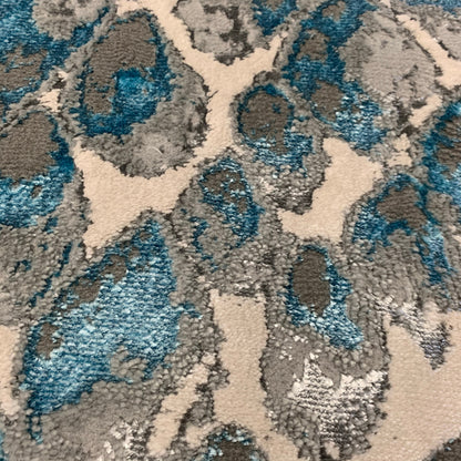 Maximus Icy Scales Indoor | Outdoor Area Rug, Blue & Platinum