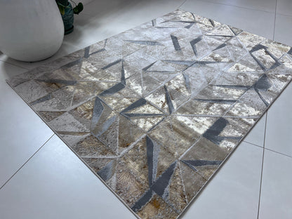 Maximus Origami Indoor | Outdoor Area Rug, Gold & Platinum