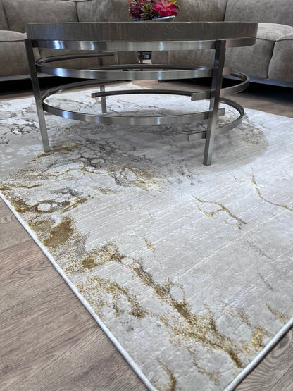 Maximus Iridescence Indoor | Outdoor Area Rug, Gold & Silver