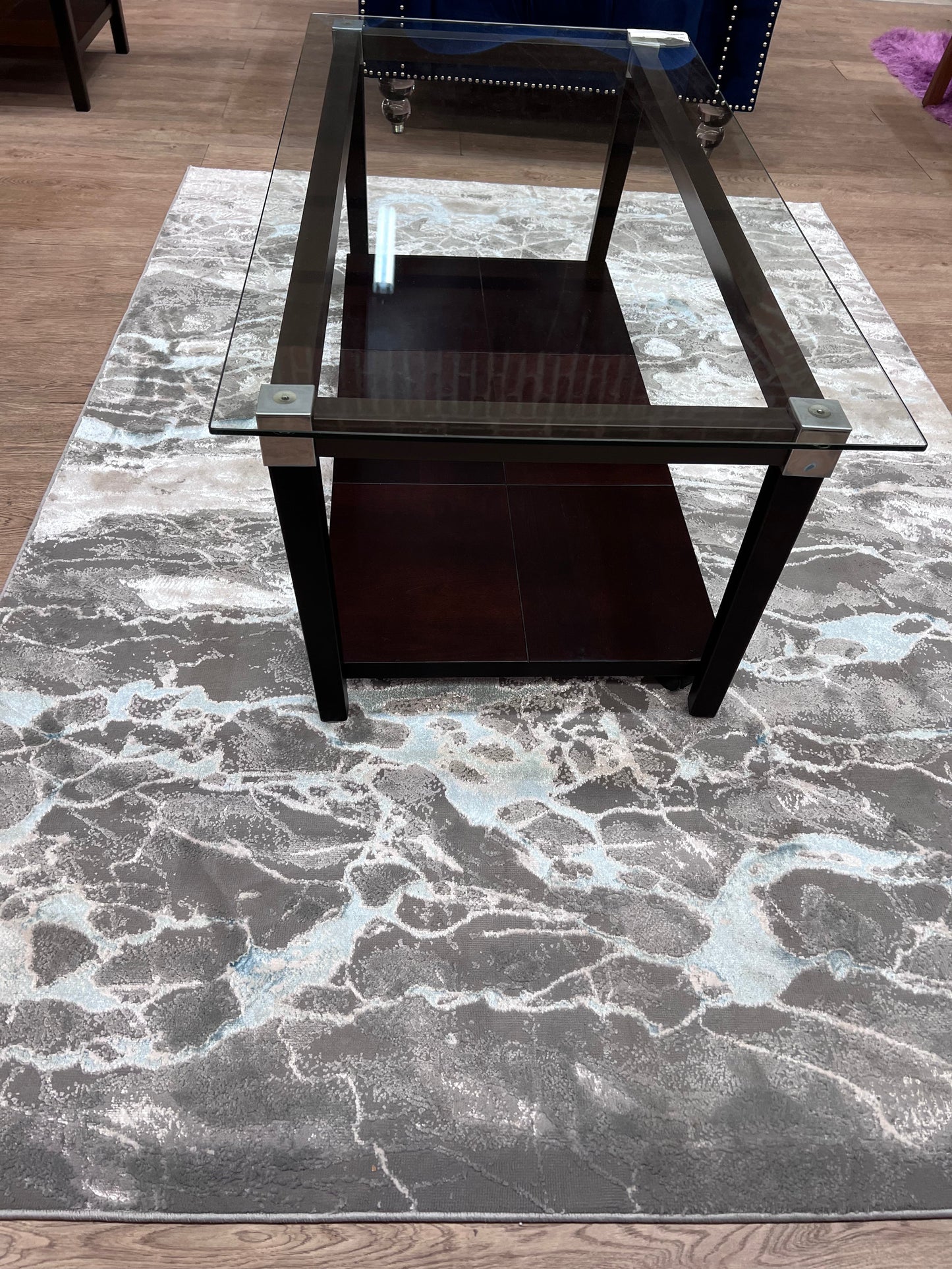 Maximus Dwindling Rivers Indoor | Outdoor Area Rug, Blue & Platinum