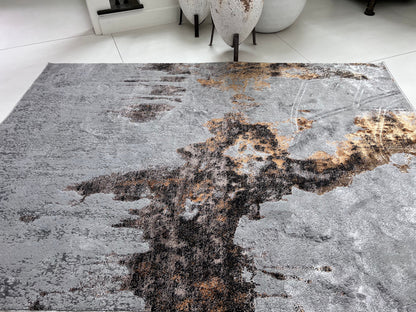 Devo Cosmic Dreams Area Rug, Platinum & Gray