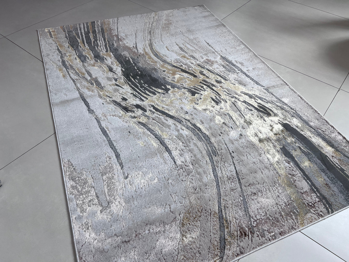 Maximus Time Rift Indoor | Outdoor Area Rug, Gold & Platinum