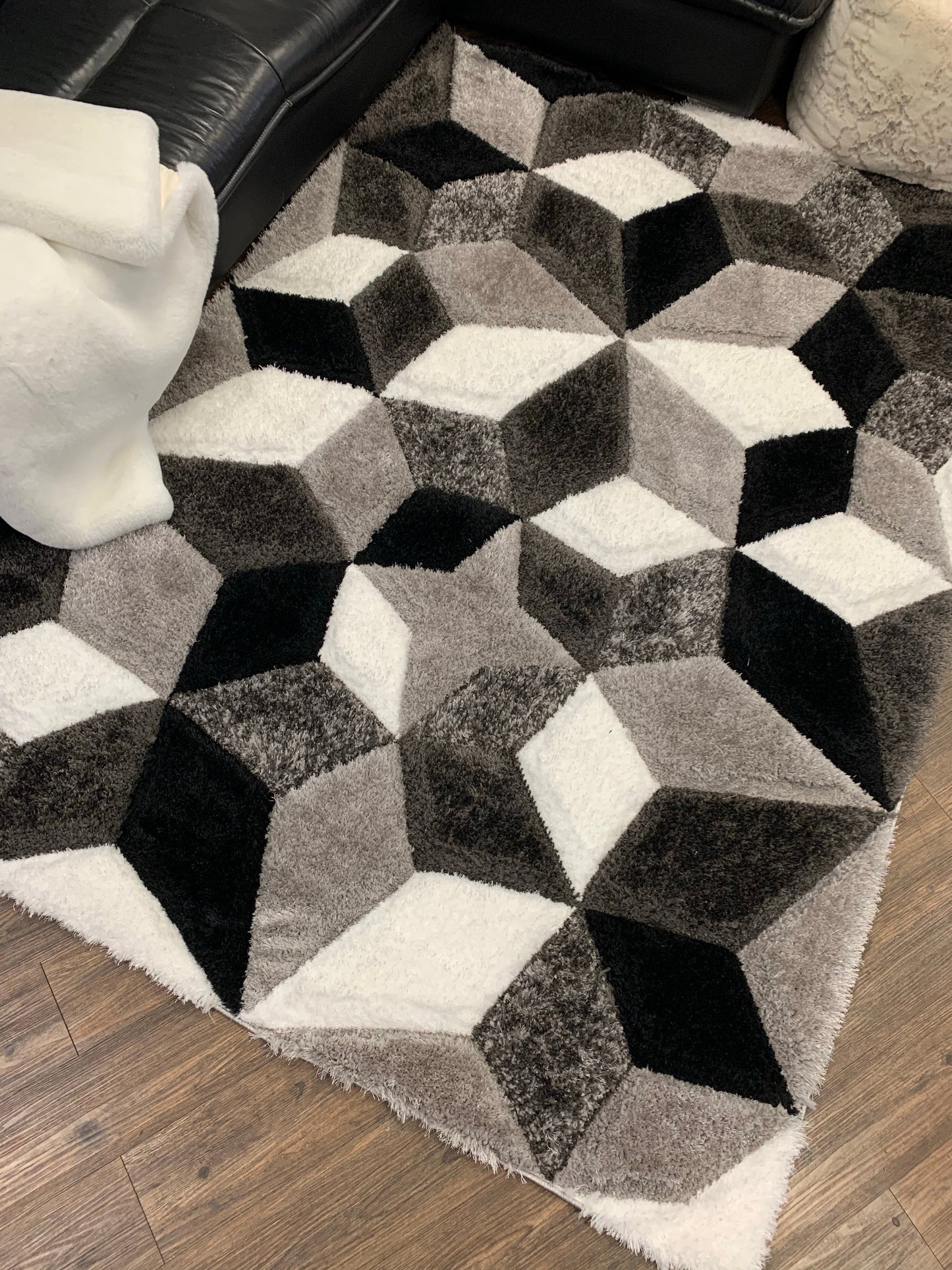 Sorrento 3D Starstruck Shag Area Rug, Grayscale