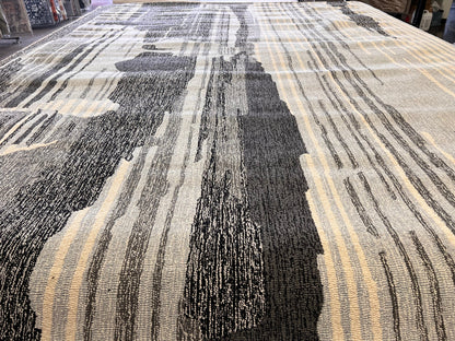 Finite Mosaics, Mysterious Plains Area Rug, Black & Ivory