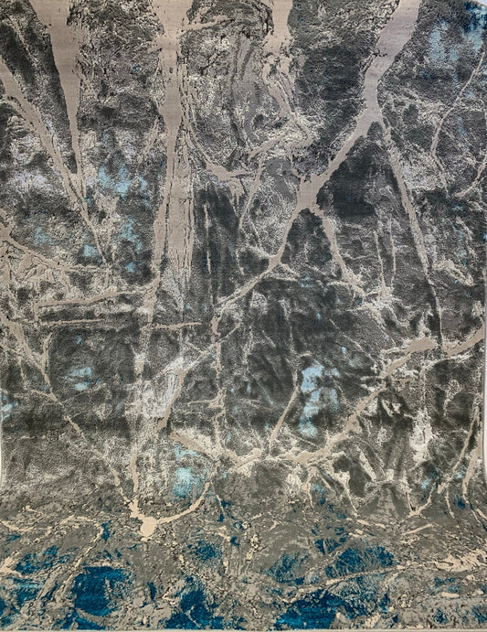 Maximus Fractured Glacier Indoor | Outdoor Area Rug, Blue & Platinum