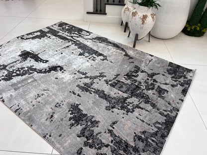 Devo Rematerialize Area Rug, Platinum & Gray