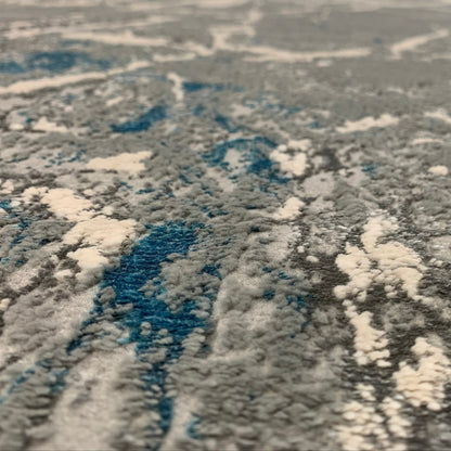 Maximus Fractured Glacier Indoor | Outdoor Area Rug, Blue & Platinum
