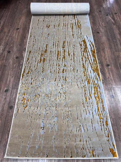Maximus Golden Rain Indoor | Outdoor Area Rug, Beige & Gold