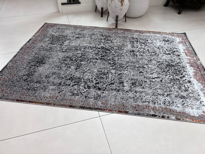 Devo Eroding Multiverse Area Rug, Platinum & Gray