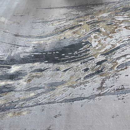 Maximus Time Rift Indoor | Outdoor Area Rug, Gold & Platinum