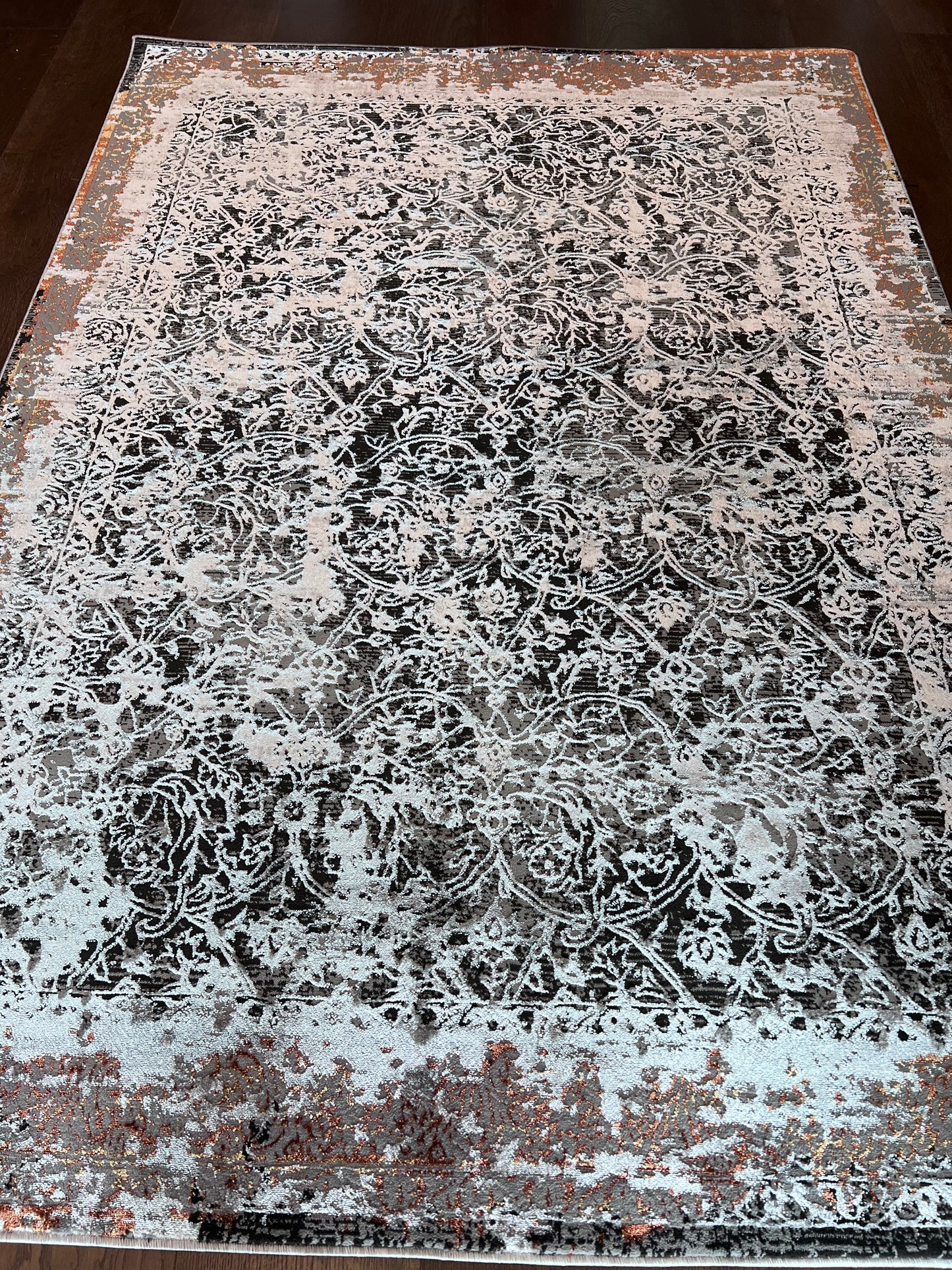 Devo Eroding Multiverse Area Rug, Platinum & Gray