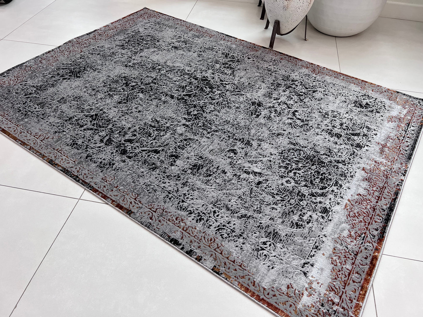 Devo Eroding Multiverse Area Rug, Platinum & Gray