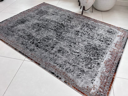 Devo Eroding Multiverse Area Rug, Platinum & Gray