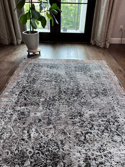 Devo Eroding Multiverse Area Rug, Platinum & Gray