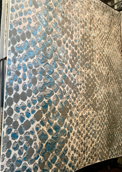 Maximus Icy Scales Indoor | Outdoor Area Rug, Blue & Platinum