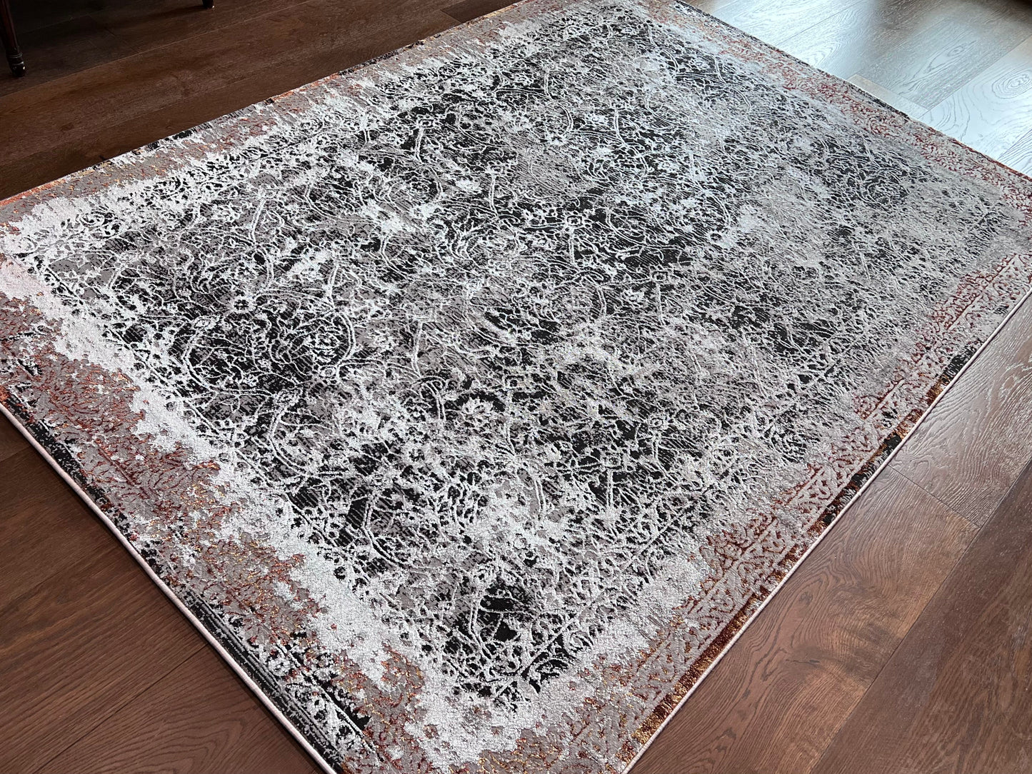 Devo Eroding Multiverse Area Rug, Platinum & Gray