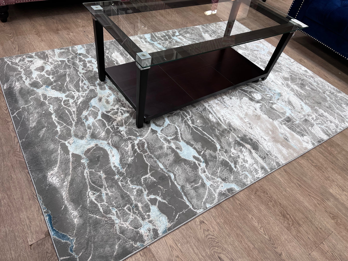 Maximus Dwindling Rivers Indoor | Outdoor Area Rug, Blue & Platinum