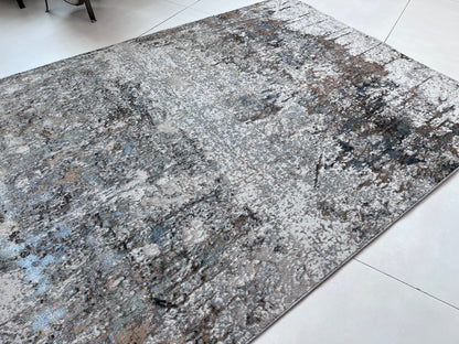 Devo Dematerialize Area Rug, Platinum & Earth