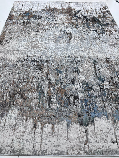 Devo Dematerialize Area Rug, Platinum & Earth