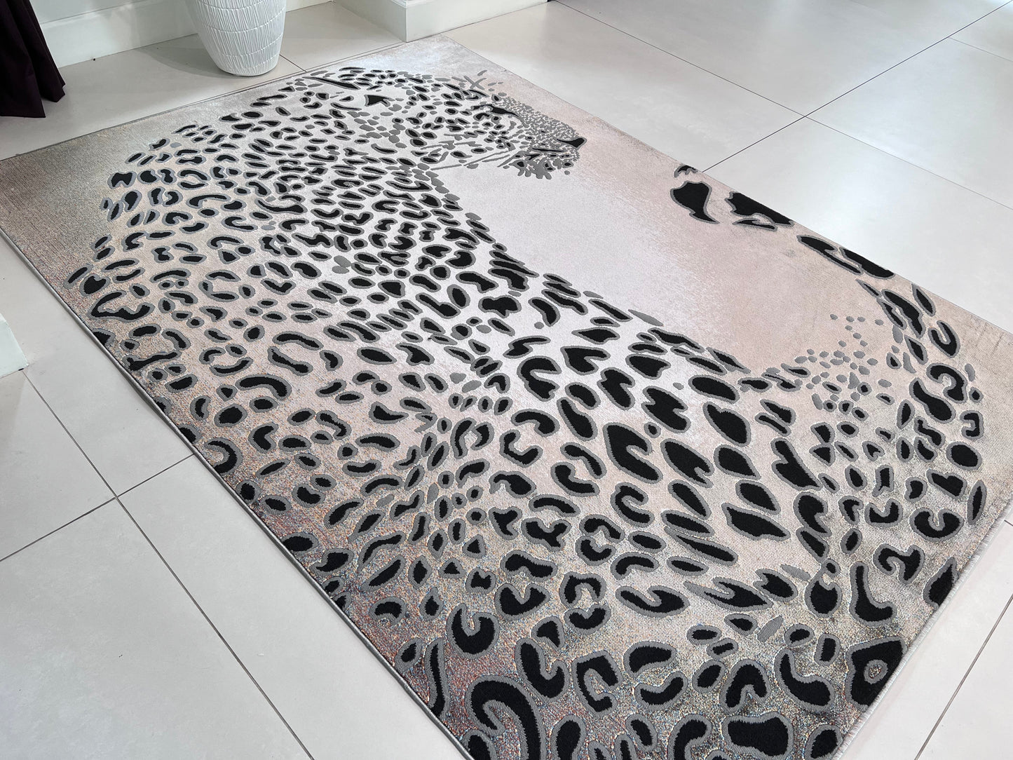 Devo Pensive Predator Area Rug, Platinum & Gray