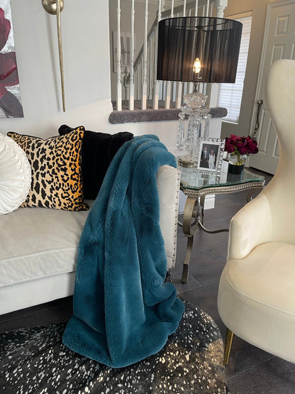 Luxury Faux Chinchilla Fur Throw Blanket, Assorted Colors