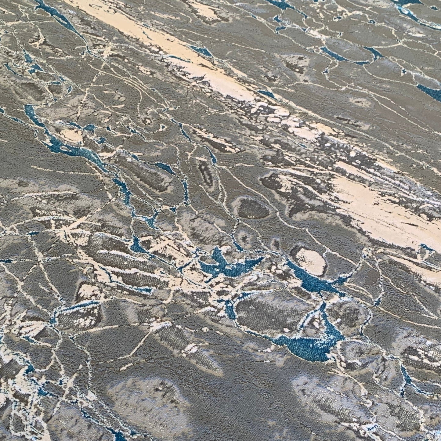 Maximus Dwindling Rivers Indoor | Outdoor Area Rug, Blue & Platinum