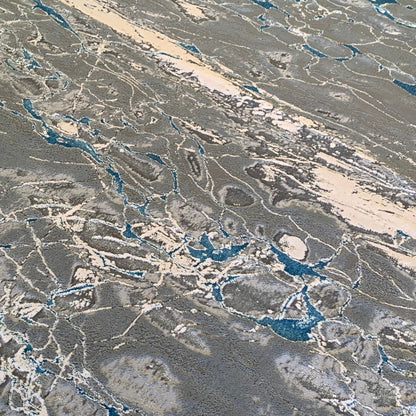 Maximus Dwindling Rivers Indoor | Outdoor Area Rug, Blue & Platinum